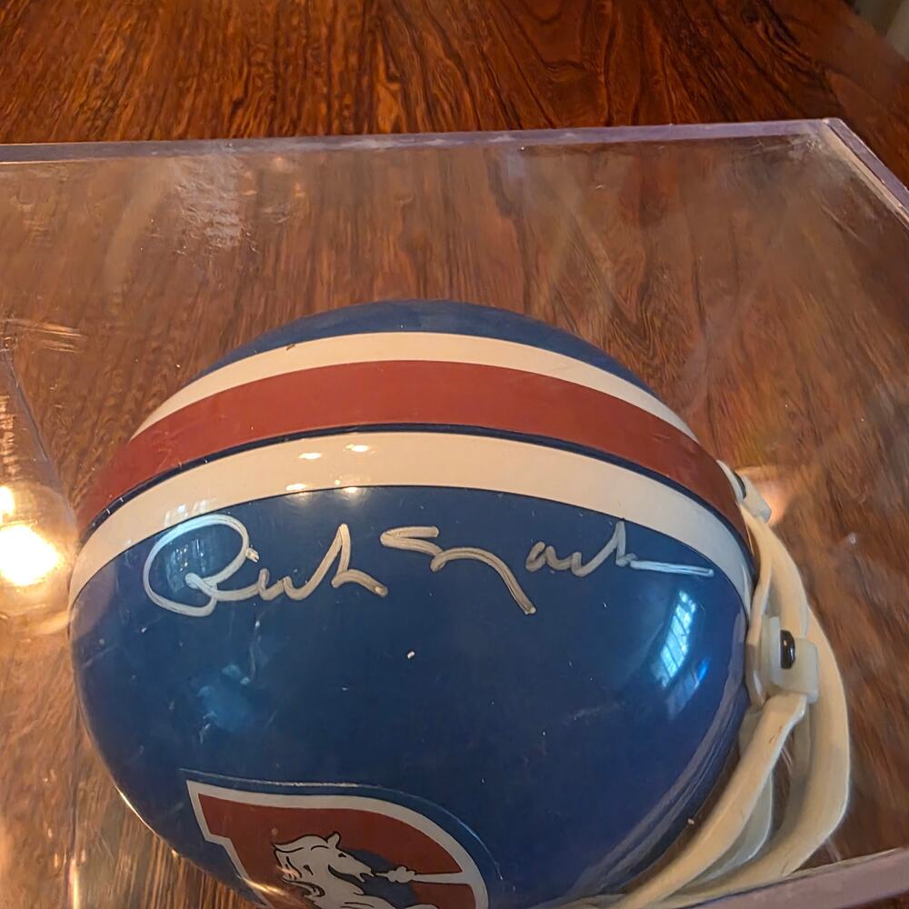 Signed Rich "Tombstone" Jackson Denver Broncos Collectable Mini Helmet case #87
